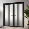 Galeria Solid Wood Internal Door Pair UK Made DD0102F Frosted Glass - Shadow Black Premium Primed - Urban Lite® Bespoke Sizes