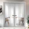 Galeria Solid Wood Internal Door Pair UK Made DD0102C Clear Glass - Mist Grey Premium Primed - Urban Lite® Bespoke Sizes