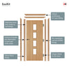EasiKit Internal Door and Frame Kit - All Fittings Included - Galway Oak Glazed Internal Door - Clear Glass - Unfinished