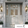 External Victorian Gaskell 5L 2P Front Door with Two Sidelights - Customisable: Size, Colour, Glass and Sidelight Options