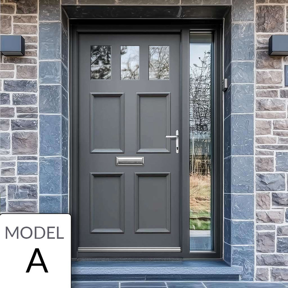 Exterior Victorian Gaskell 3L 4P Front Door with Single Sidelight - Customisable: Size, Colour, Glass and Sidelight Options