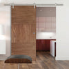 Saturn Tubular Stainless Steel Sliding Track & Tres Walnut Flush Door - Prefinished