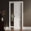 Geo Panelled Single Evokit Pocket Door - White Primed
