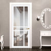 Glasgow 6 Pane Solid Wood Internal Door UK Made DD6314 - Clear Reeded Glass - Eco-Urban® Cloud White Premium Primed