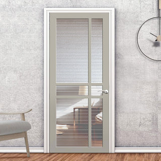 Image: Glasgow 6 Pane Solid Wood Internal Door UK Made DD6314 - Clear Reeded Glass - Eco-Urban® Mist Grey Premium Primed