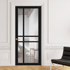 Glasgow 6 Pane Solid Wood Internal Door UK Made DD6314 - Clear Reeded Glass - Eco-Urban® Shadow Black Premium Primed