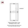 Sliding Top Mounted Black Folding Track & Double Door - Eco-Urban® Glasgow 6 Pane Solid Wood Door DD6314SG - Frosted Glass - Premium Primed Colour Options