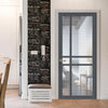 Glasgow 6 Pane Solid Wood Internal Door UK Made DD6314 - Clear Reeded Glass - Eco-Urban® Stormy Grey Premium Primed