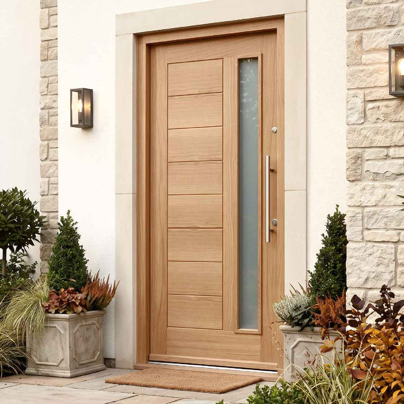 Goodwood External Oak Front Door - Frosted Double Glazing