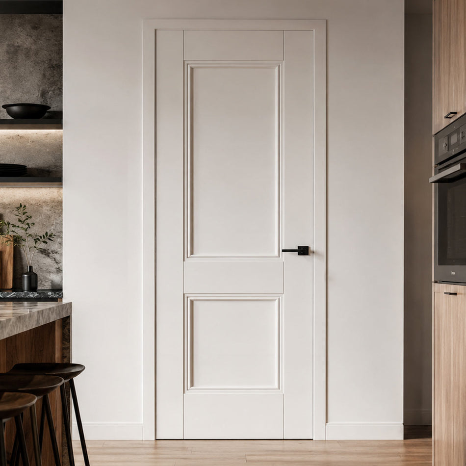 J B Kind White Classic Hardwick Panel Primed Fire Internal Door - 1/2 Hour Fire Rated