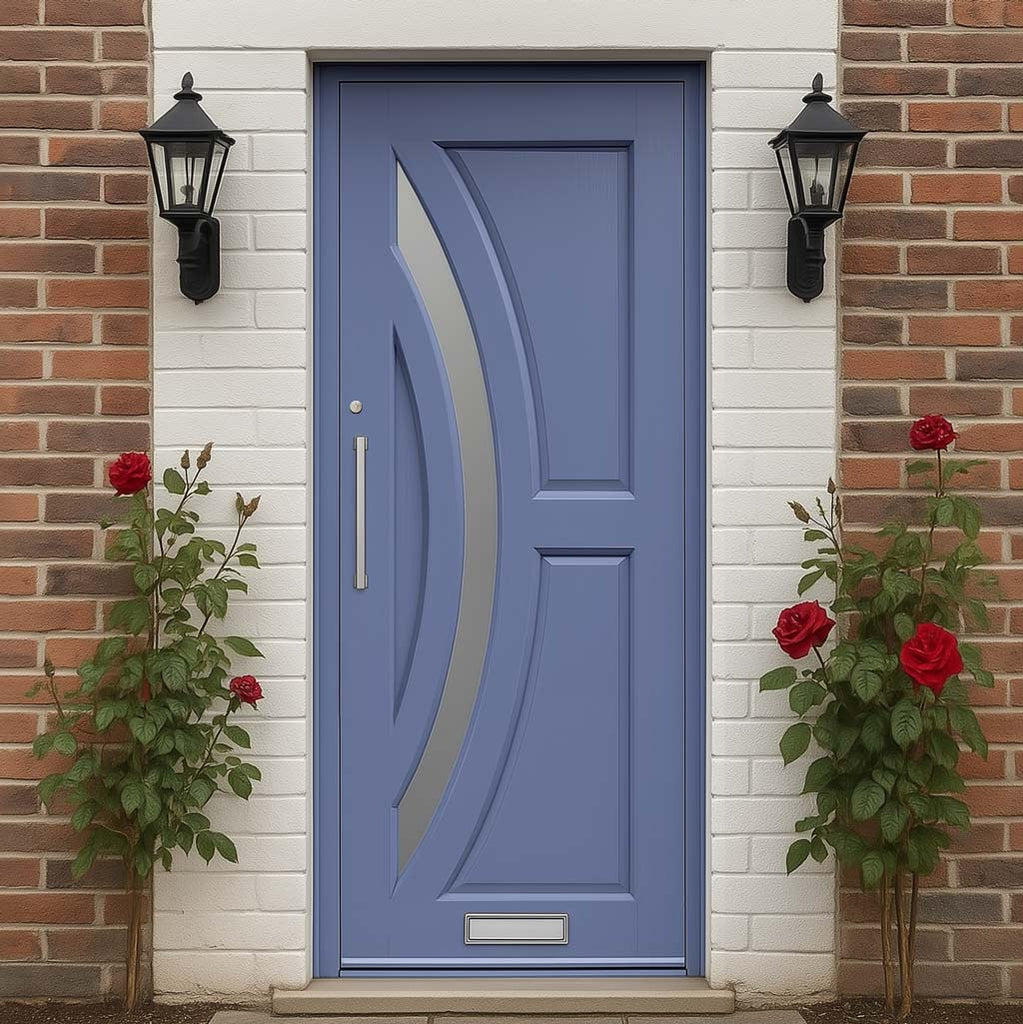 Harrow Hardwood Front Door - Frosted Clear Toughened Double Glazing - Colour Options
