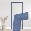 Made to Size Thruframe Interior Heather Blue Primed MDF Door Lining Frame and Modern Architrave Set - Suits Single Doors