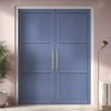 Manchester 3 Panel Solid Wood Internal Door Pair UK Made DD6305 - Eco-Urban® Heather Blue Premium Primed