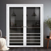 Hirahna Solid Wood Internal Door Pair UK Made DD0109T Tinted Glass - Cloud White Premium Primed - Urban Lite® Bespoke Sizes