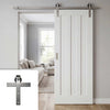 Single Sliding Door & Stainless Steel Barn Track - Idaho 3 Panel Door - White Primed