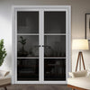 Iretta Solid Wood Internal Door Pair UK Made DD0115T Tinted Glass - Mist Grey Premium Primed - Urban Lite® Bespoke Sizes