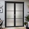 Iretta Solid Wood Internal Door Pair UK Made DD0115F Frosted Glass - Shadow Black Premium Primed - Urban Lite® Bespoke Sizes