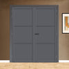 Iretta Panel Solid Wood Internal Door Pair UK Made DD0115P - Stormy Grey Premium Primed - Urban Lite® Bespoke Sizes