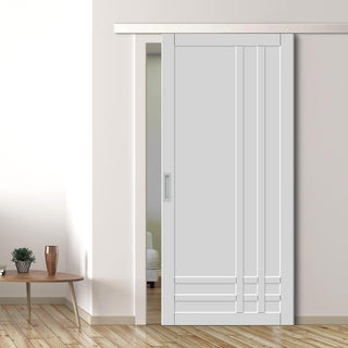 Image: Single Sliding Door & Premium Wall Track - Eco-Urban® Irvine 9 Panel Door DD6434 - 6 Colour Options