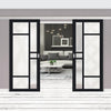 Double Sliding Door & Premium Wall Track - Eco-Urban® Isla 6 Pane Doors DD6429SG Frosted Glass - 6 Colour Options
