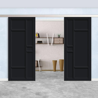 Image: Double Sliding Door & Premium Wall Track - Eco-Urban® Isla 6 Panel Doors DD6429 - 6 Colour Options