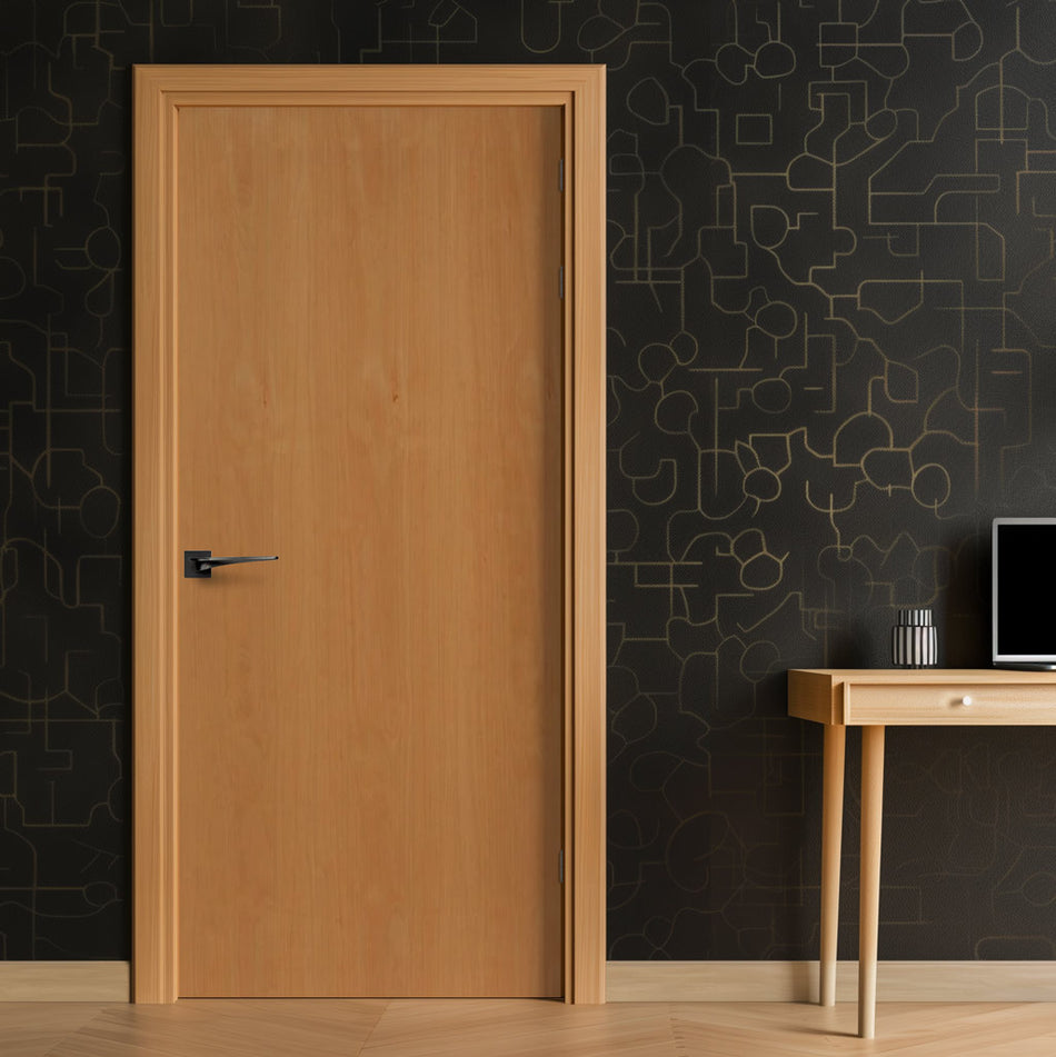 J B Kind Veneered Beech Flush Fire Door - 1/2 Hour Fire Rated - Prefinished