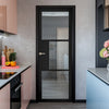 Cosmo Black Industrial Door with Clear Glass - Laminated - Prefinished