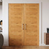 J B Kind Ostria Flush Oak Internal Door Pair - Prefinished
