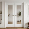 J B Kind White Classic Belton Primed Internal Door Pair - Clear Glass