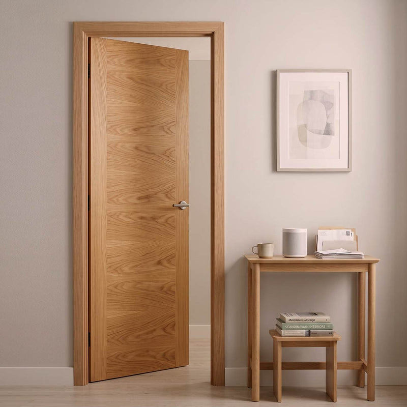 J B Kind Oak Contemporary Ostria Flush Internal Door - Prefinished