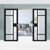 Double Sliding Door & Premium Wall Track - Eco-Urban® Jura 5 Pane 1 Panel Doors DD6431SG Frosted Glass - 6 Colour Options