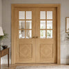Kensington Oak Panel Internal Door Pair - Clear Bevelled Glass - Prefinished