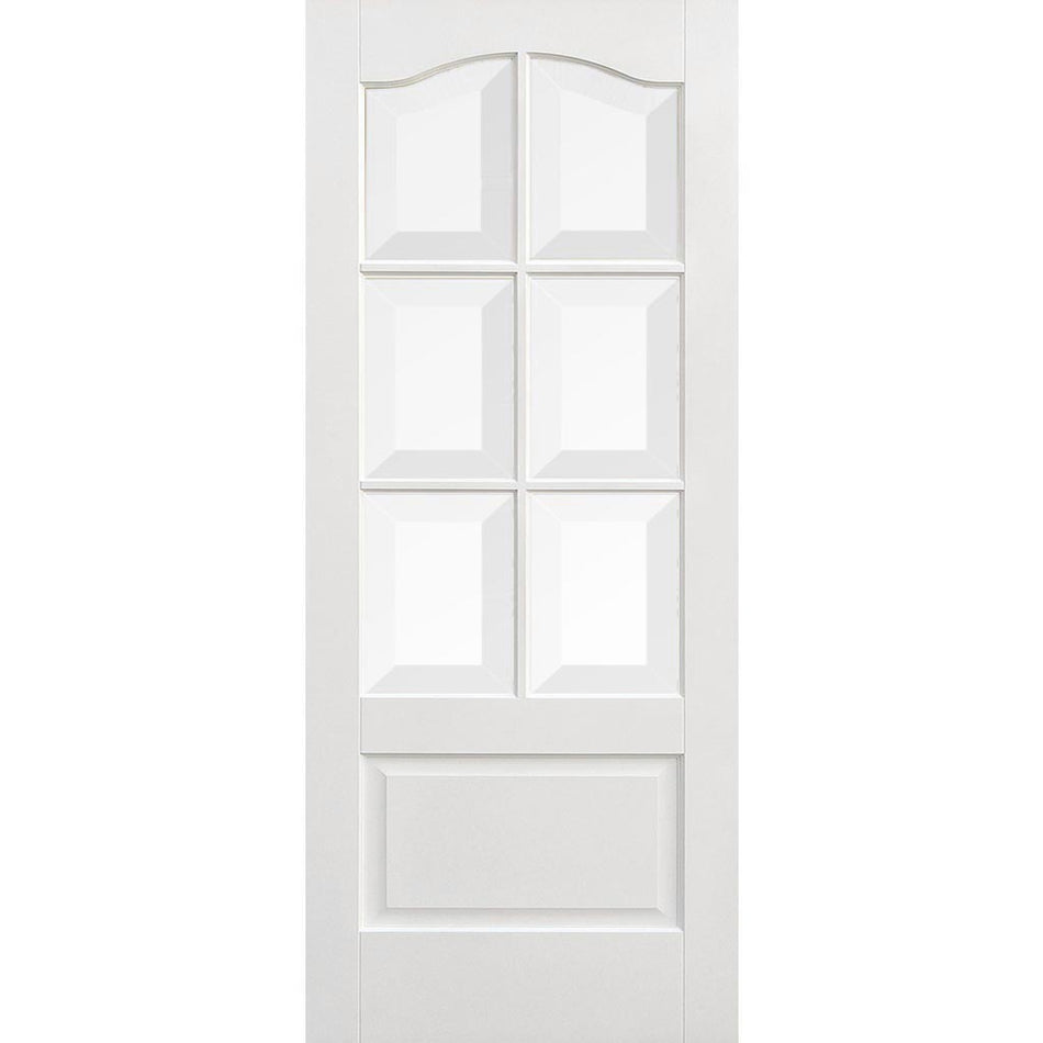 EasiKit Internal Door and Frame Kit - Kent 6 Pane Internal Door - Bevelled Clear Glass - White Primed