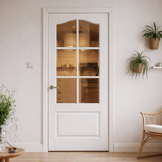 Image: Kent 6 Pane Internal Door - Bevelled Clear Glass - White Primed