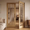 Kerry Oak Internal Door Pair - Bevelled Clear Glass - Unfinished