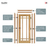 EasiKit Internal Door and Frame Kit - All Fittings Included - Kerry Oak Internal Door - Bevelled Clear Glass - Unfinished