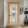EasiKit Internal Door and Frame Kit - All Fittings Included - Kerry Oak Internal Door - Bevelled Clear Glass - Unfinished