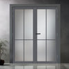 Kora Solid Wood Internal Door Pair UK Made DD0116F Frosted Glass - Stormy Grey Premium Primed - Urban Lite® Bespoke Sizes