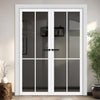 Kora Solid Wood Internal Door Pair UK Made DD0116T Tinted Glass - Cloud White Premium Primed - Urban Lite® Bespoke Sizes