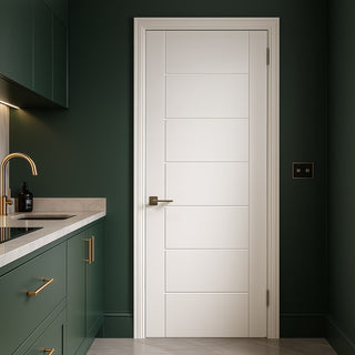 Image: Friendly Value - 7 panel Flush Style Internal Door - White Primed