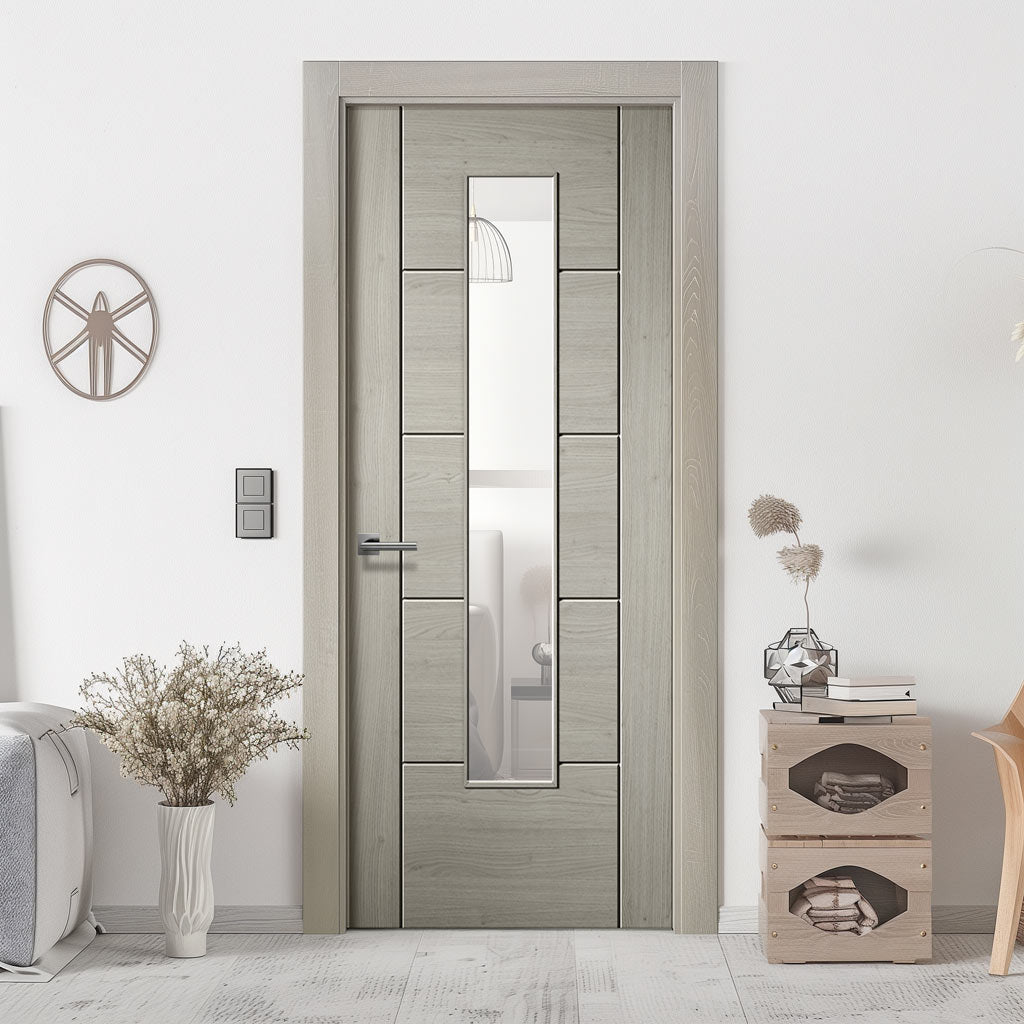 Ladder Light Grey Door - Clear Glass - Laminated - Prefinished – Direct ...