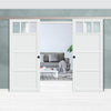 Double Sliding Door & Premium Wall Track - Eco-Urban® Lagos 3 Pane 3 Panel Doors DD6427G Clear Glass - 6 Colour Options