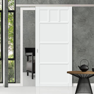Image: Single Sliding Door & Premium Wall Track - Eco-Urban® Lagos 6 Panel Door DD6427 - 6 Colour Options