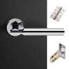 Turin Door Lever Handle Pack - 4 Square Hinges - Polished Chrome Finish