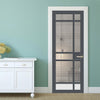 Leith 9 Pane Solid Wood Internal Door UK Made DD6316 - Clear Reeded Glass - Eco-Urban® Stormy Grey Premium Primed