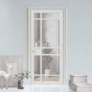 Image: Leith 9 Pane Solid Wood Internal Door UK Made DD6316 - Clear Reeded Glass - Eco-Urban® Cloud White Premium Primed
