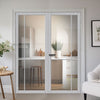 Lerens Solid Wood Internal Door Pair UK Made DD0117C Clear Glass - Mist Grey Premium Primed - Urban Lite® Bespoke Sizes