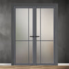 Lerens Solid Wood Internal Door Pair UK Made DD0117F Frosted Glass - Stormy Grey Premium Primed - Urban Lite® Bespoke Sizes