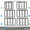 ThruEasi Black Room Divider - Liberty 4 Pane Clear Glass Prefinished Door Pair with Full Glass Sides