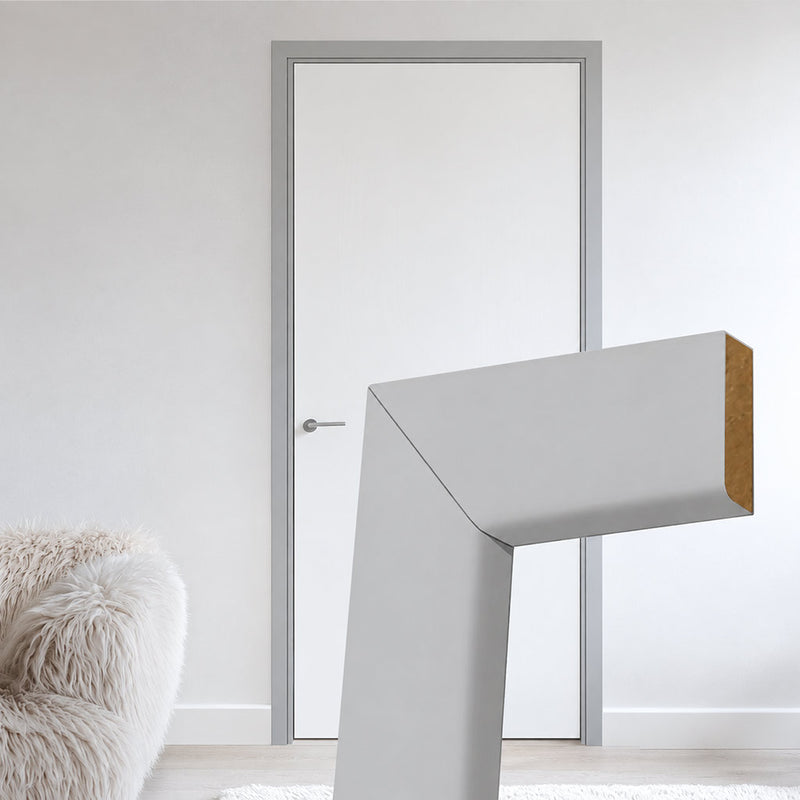 Made to Size Thruframe Interior Mist Grey Primed MDF Door Lining Frame and Simple Architrave Set - Suits Single Doors